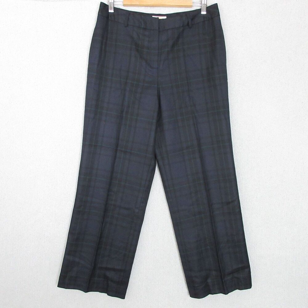 Talbots Pants Womens Petite 12P Wool Stretch Plaid Straight Leg Blackwatch